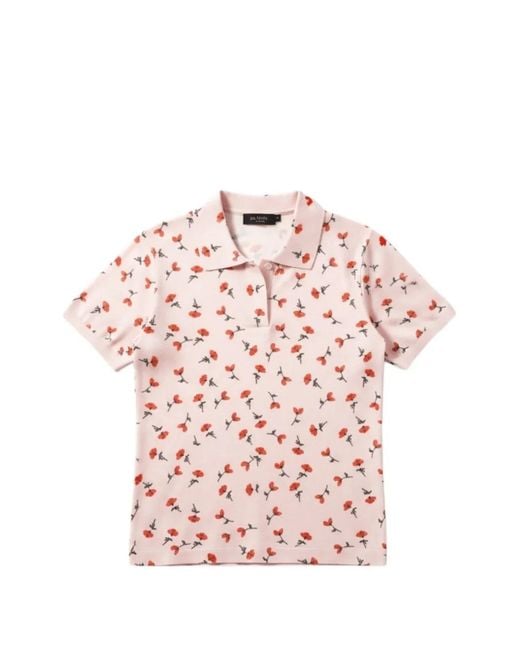 Jil Sander Pink Floral-Print Polo Shirt