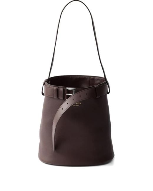 Prada Black Buckle Bucket Bag