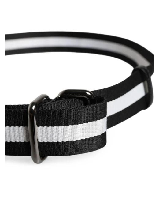 Dolce & Gabbana Blue Logo-Print Striped Belt for men