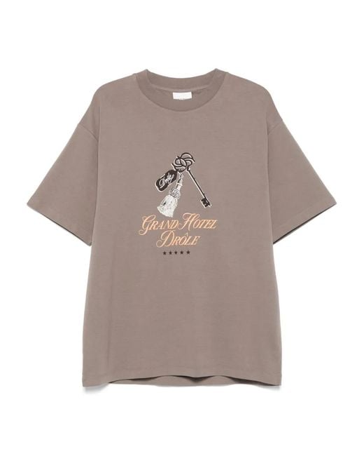 Drole de Monsieur Gray Graphic-Print T-Shirt for men