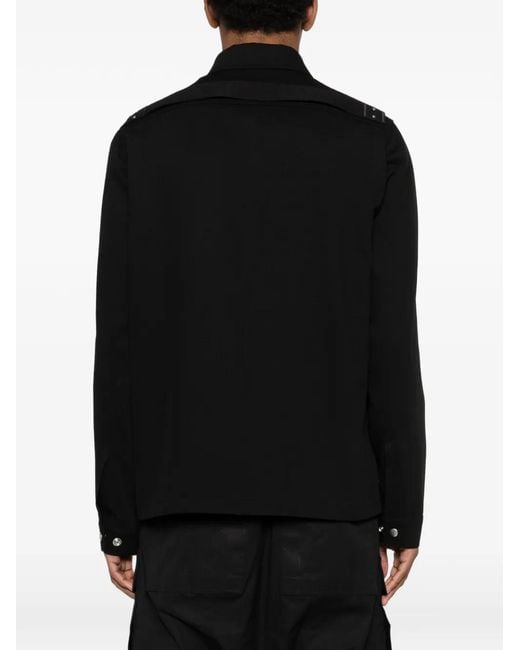 Rick Owens Black Long-Sleeve Pointed-Collar Bomber Jacket for men