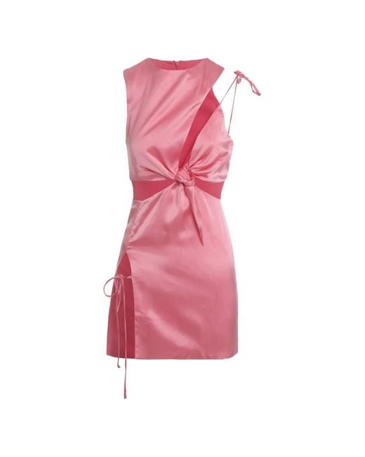 MOTHER OF ALL Pink Knotted-Detail Mini Dress