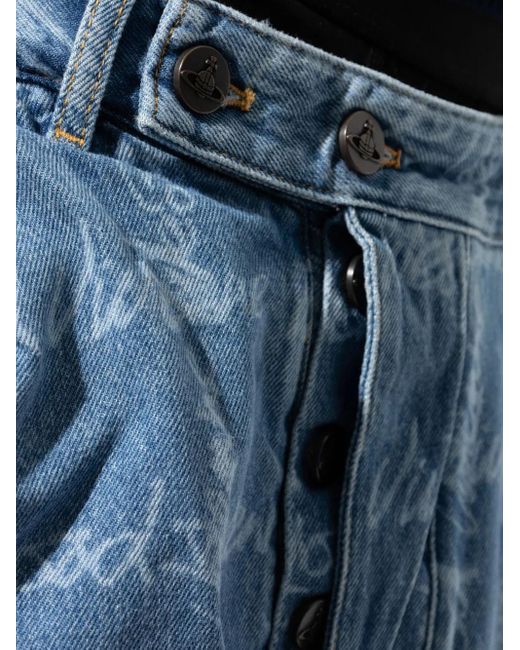 Vivienne Westwood Blue Relaxed Fit Cornflower Jeans With All-Over Logo Print for men