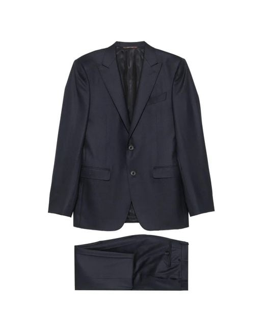 Canali Blue Costume En Laine À Simple Boutonnage for men
