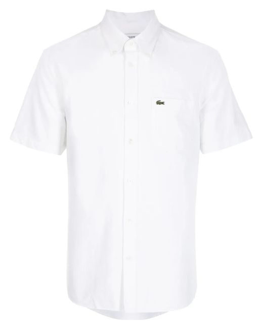 Lacoste White Crocodile Logo-Patch Short-Sleeved Shirt for men