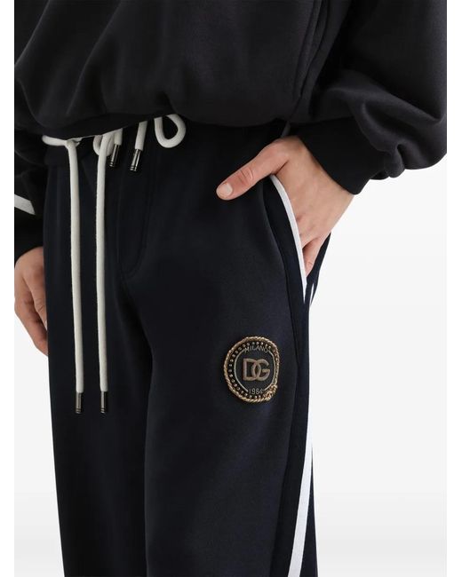 Dolce & Gabbana Blue Cotton Fleece Jogging Trousers for men