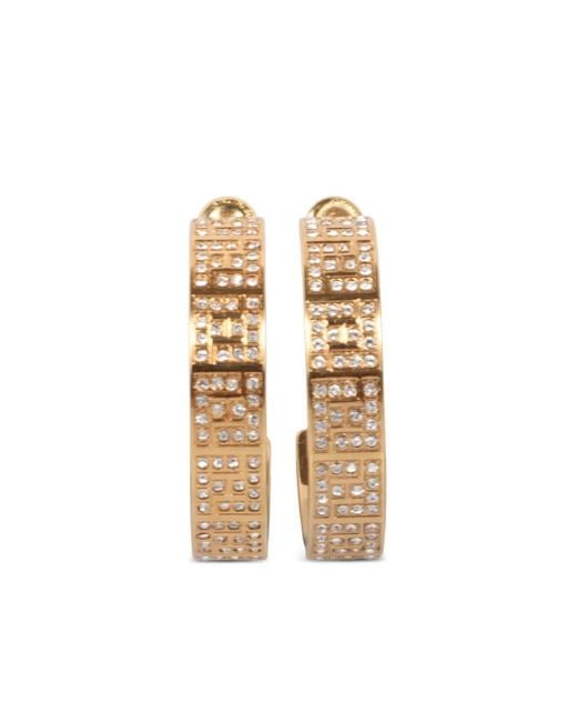 Fendi Metallic Ff-Embellished Hoop Earrings