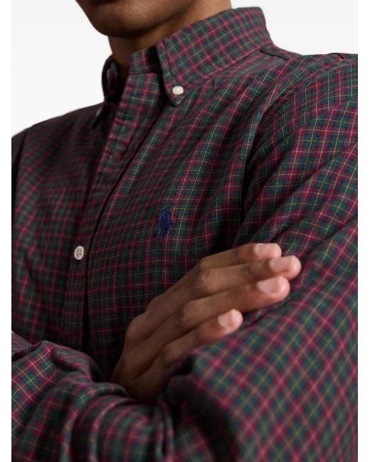 Polo Ralph Lauren Purple Check-Pattern Button-Down Shirt for men