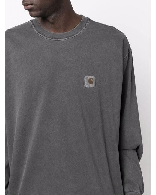 Carhartt Gray Crew Neck Long-Sleeved T-Shirt for men