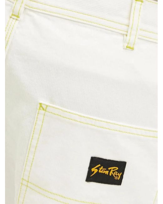 Stan Ray White Contrast-Stitch Trousers for men