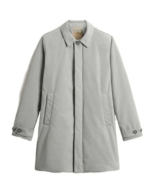 Woolrich Gray Urban Touch Button-Fastening Peached Coat for men