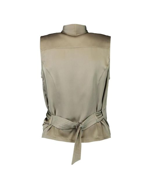 Brunello Cucinelli Green Wrap Sleeveless Blouse