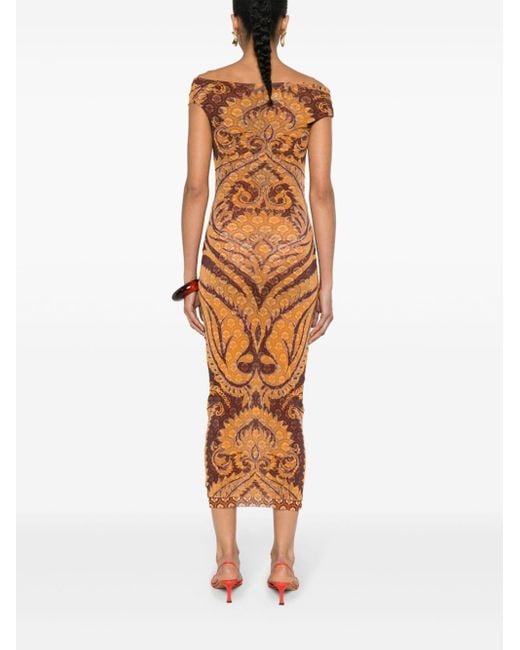 Etro Midi-jurk Met Print in het Metallic