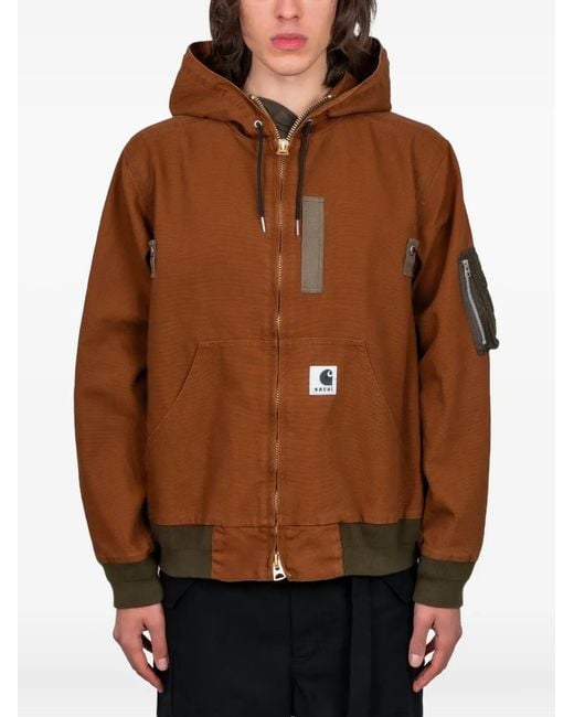 ジャケット・アウター sacai Carhartt WIP Washed Duck Hooded Sacai X Carhartt Wip Washed Duck Hooded Jacket in Brown for Men
