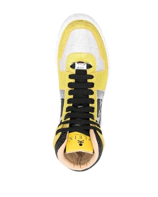 Philipp Plein Yellow Notorious Hi-Top With Crystals