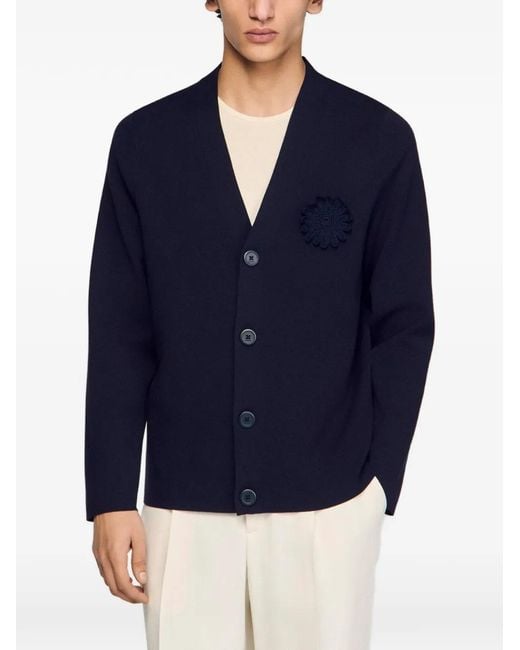 Sandro Blue Flower Crochet Cardigan for men