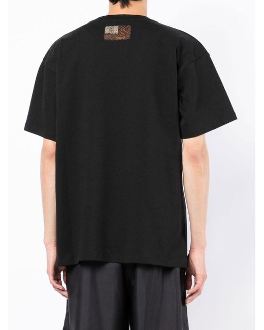 T-shirt con applicazione di Roberto Cavalli in Black da Uomo