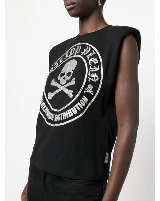 T-Shirt À Logo Orné De Cristal Philipp Plein en coloris Black