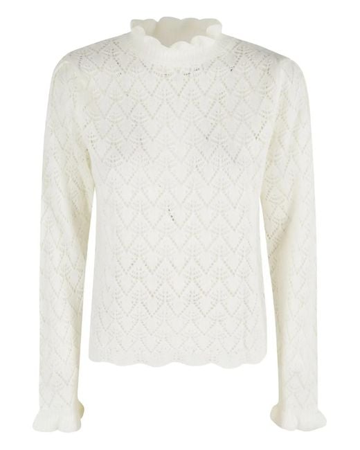 Farm Rio White Ruffled-Collar Top