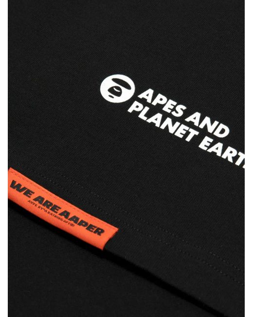 Aape By A Bathing Ape Black Monkey-Head Logo Long-Sleeve T-Shirt for men