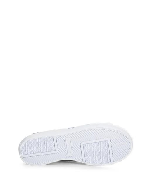 Lacoste White Baskets Plateforme À Plaque Logo