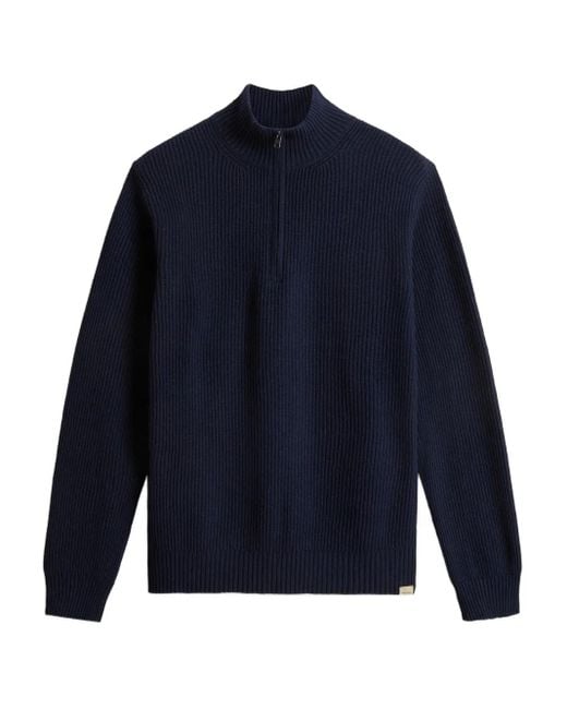 Woolrich Gerippter Pullover Mit Kurzem Reißverschluss in Blue für Herren