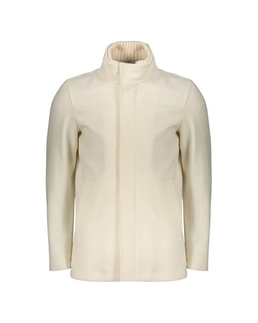 Herno White High-Collar Single-Breasted Coat for men
