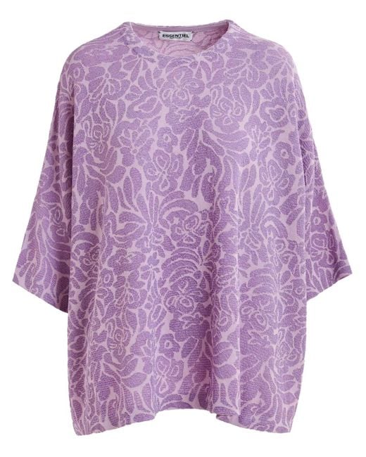 Essentiel Antwerp Purple Gestricktes Jacquard-Oberteil