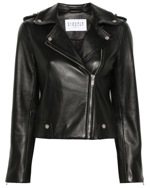 Claudie Pierlot Black Leather Biker Jacket