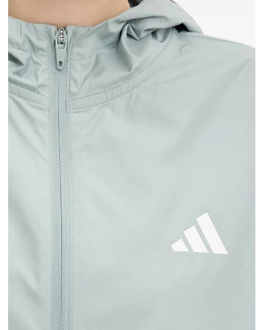 Adidas Blue Hyperglam Logo-Print Hooded Jacket