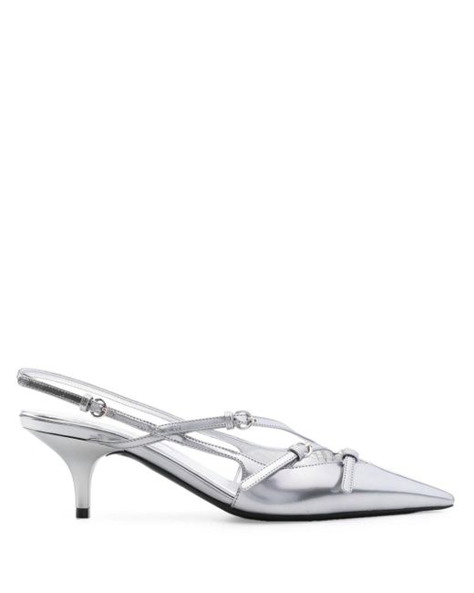 Miu Miu White 55Mm Leather Buckle Pumps