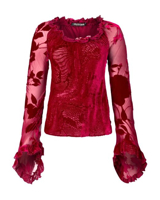 Roberto Cavalli ジャカード ブラウス Red