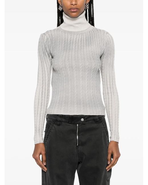 Paloma Wool White Open-Back Cable-Knit Jumper