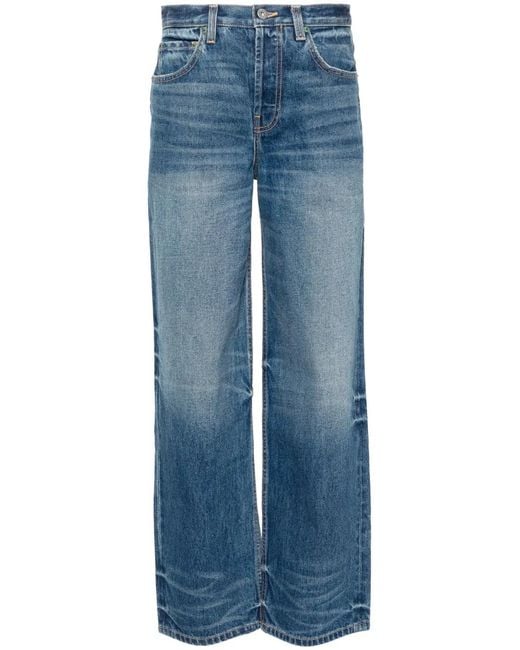 Interior Blue Remy Mid-Rise Wide-Leg Jeans