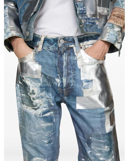 Acne Blue Jean Droit À Design Patchwork for men