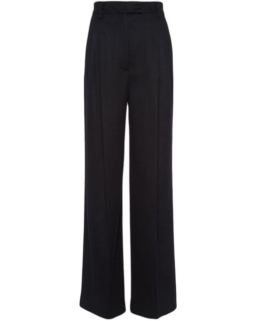 Pantaloni sartoriali con bordo di piume di Prada in Black