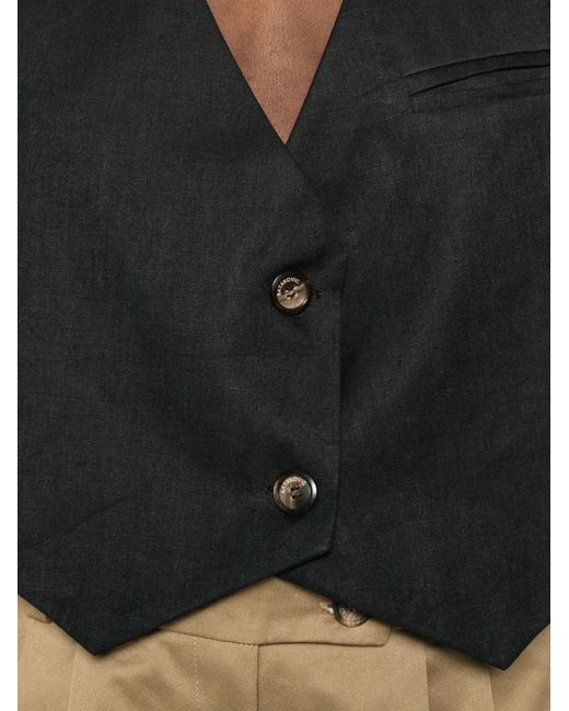 BATAKOVIC Belgrade Black Button Linen Gilet