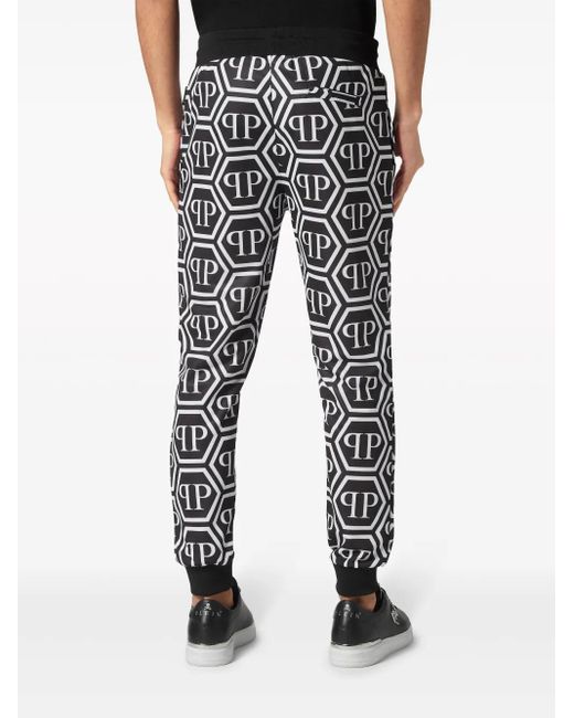 Philipp Plein Black Monogram Track Pants for men