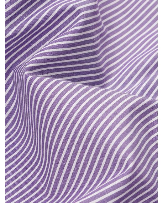 Sporty & Rich Purple Logo-Embroidered Striped Cotton Shirt