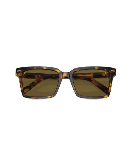Miu Miu Brown Tortoiseshell-Effect Square-Frame Sunglasses