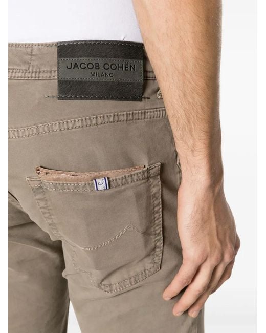 Jacob Cohen Gray Mid-Rise Straight-Leg Slim-Fit Trousers for men