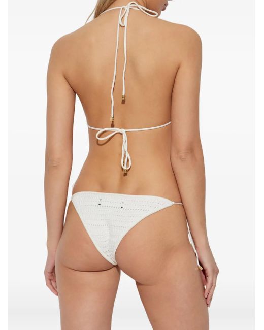 Amiri White Crochet Triangle Bikini