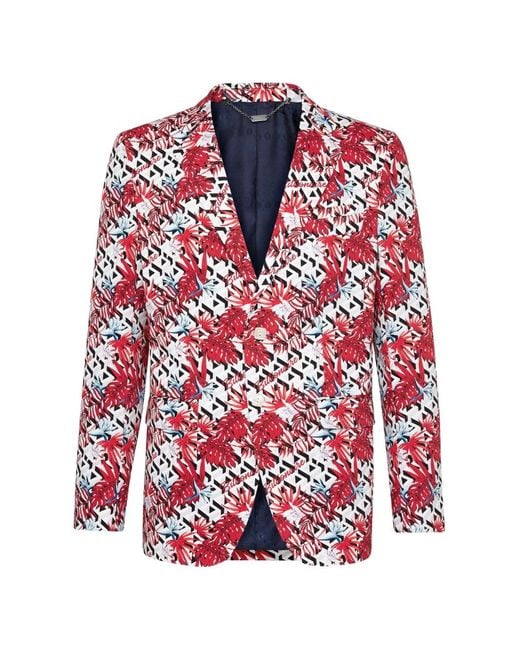 Billionaire Red Patterned Slim-Fit Blazer for men