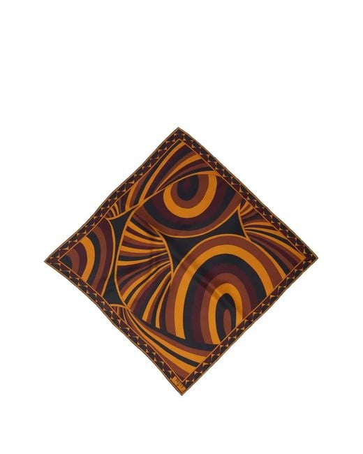 Emilio Pucci Brown Iride Print Silk Scarf
