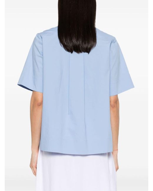 P.A.R.O.S.H. Blue Guipure-lace Cotton Shirt