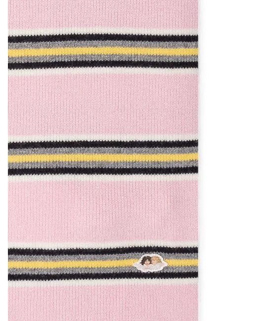 Fiorucci White Angel-Patch Striped Scarf