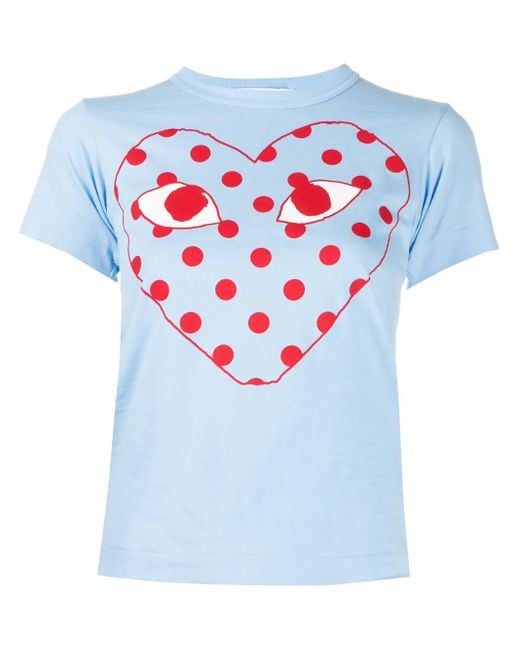 COMME DES GARÇONS PLAY Blue Logo Print T-Shirt