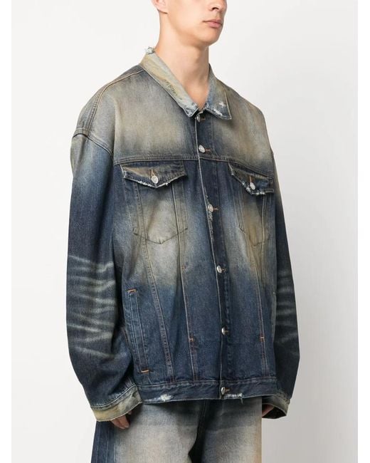 Vetements Black Distressed-Effect Stonewashed Denim Jacket for men