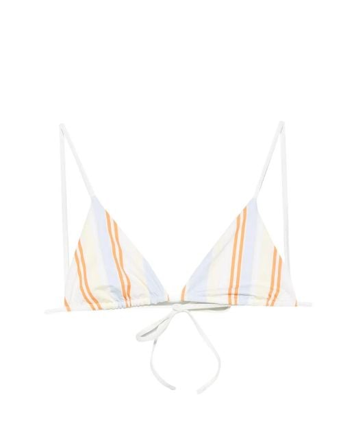 Sir White Striped Triangle Bikini Top