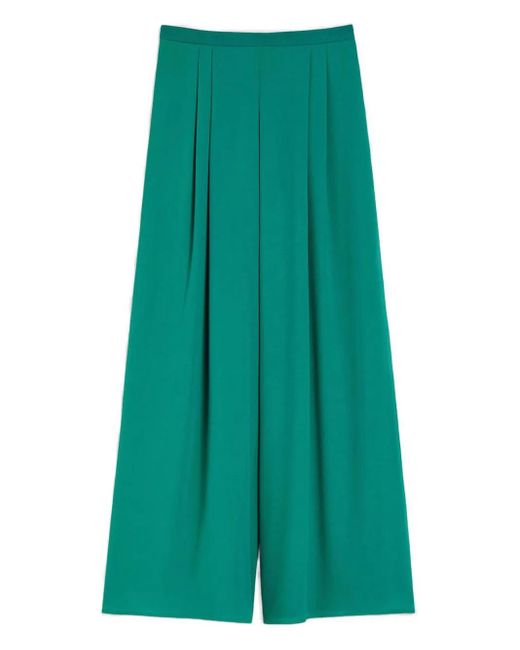 Pennyblack Green Pleated Wide-Leg Trousers